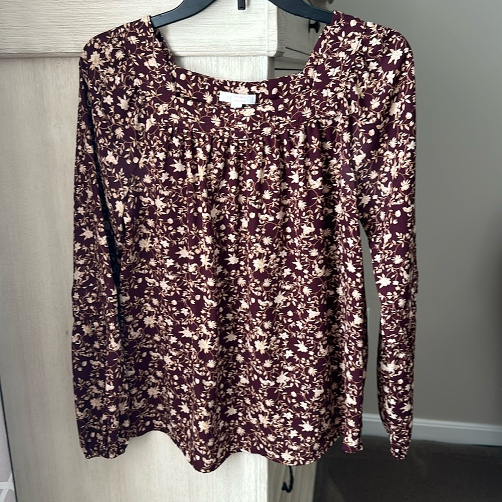 Lauren Conrad Puffed Sleeve Peasant Top